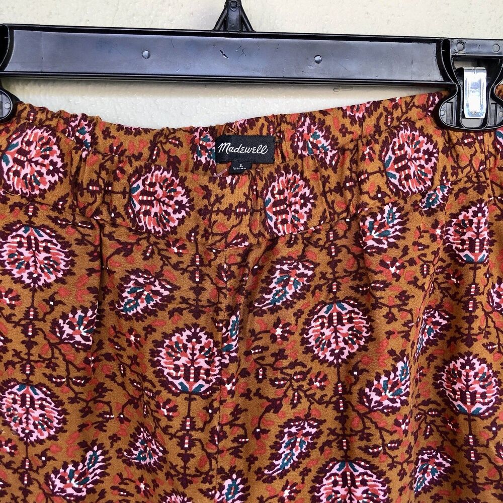 Madewell Shorts Women L Brown Pink Boho Print Pull On Beach Resort Coastal Beach - Picture 5 of 11